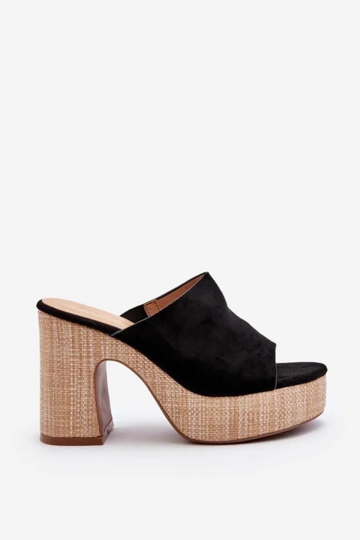 Damskie Boto Klapki Damskie Na Obcasie Słupku Czarne Siobhan