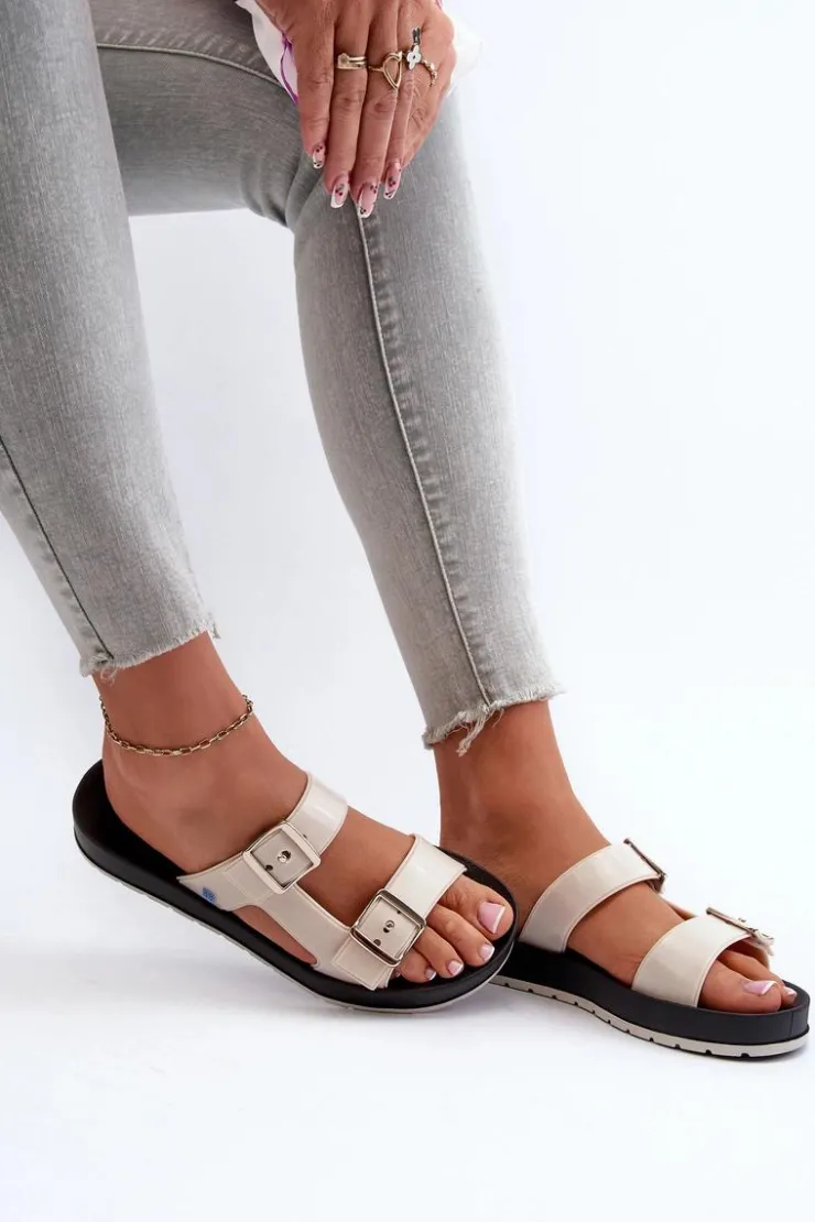 Damskie ZAXY Klapki Damskie Na Płaskiej Podeszwie LL285072 Jasnobeżowe