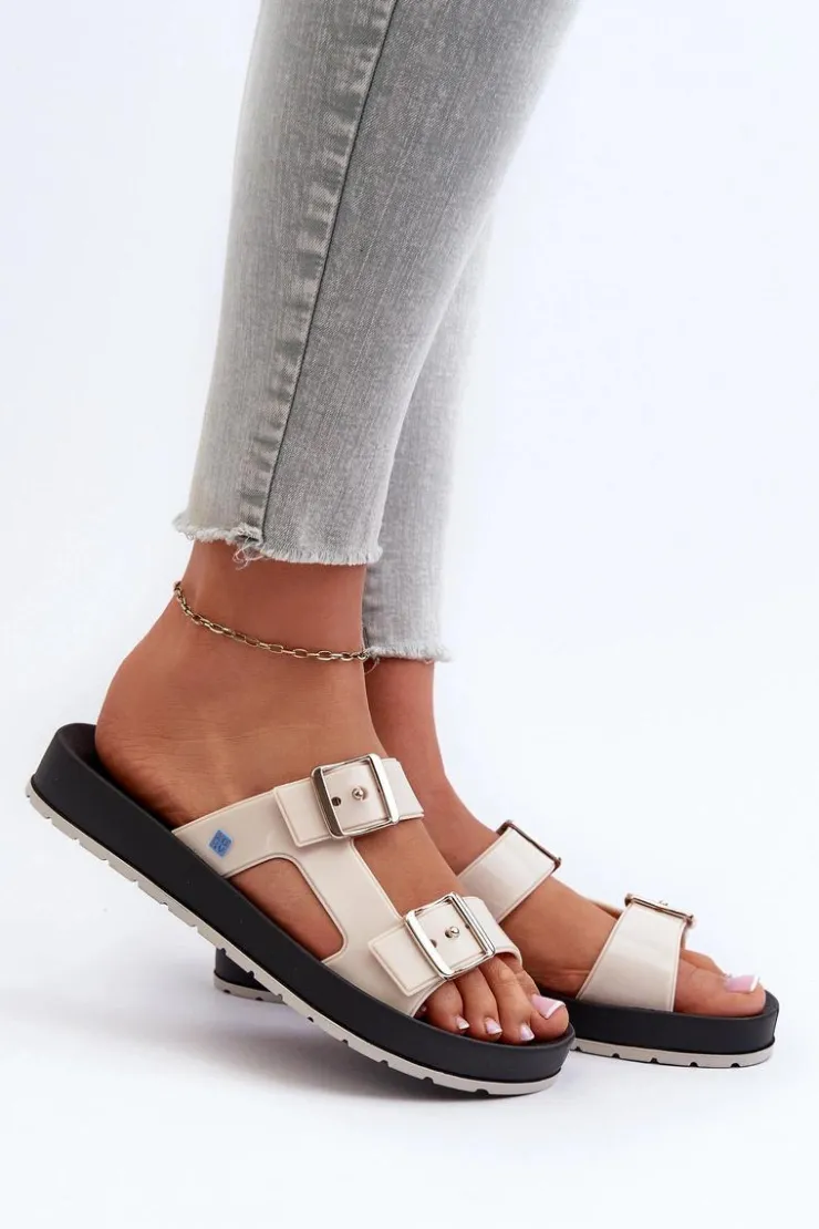 Damskie ZAXY Klapki Damskie Na Płaskiej Podeszwie LL285072 Jasnobeżowe