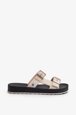 Damskie ZAXY Klapki Damskie Na Płaskiej Podeszwie LL285072 Jasnobeżowe