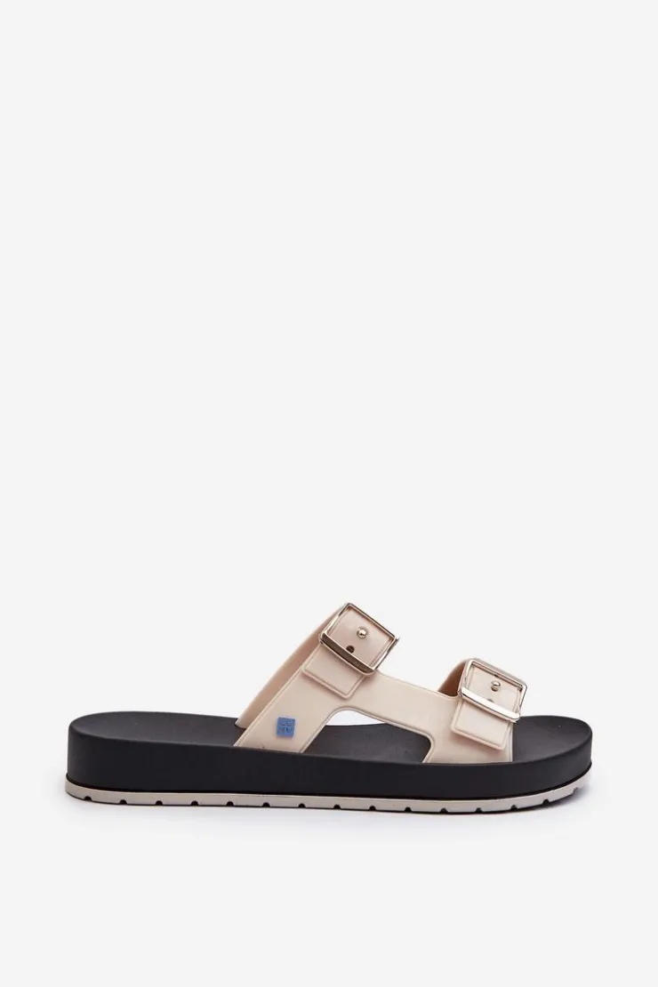 Damskie ZAXY Klapki Damskie Na Płaskiej Podeszwie LL285072 Jasnobeżowe