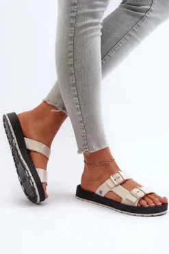 Damskie ZAXY Klapki Damskie Na Płaskiej Podeszwie LL285072 Jasnobeżowe