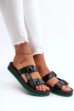 Discount ZAXY Klapki Damskie Na Płaskiej Podeszwie LL285073 Czarne Czarny