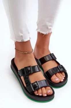 Discount ZAXY Klapki Damskie Na Płaskiej Podeszwie LL285073 Czarne Czarny