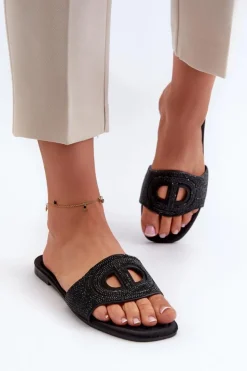 Evento Klapki Damskie Klasyczne*Klapki Damskie Na Płaskim Obcasie Czarne Dimrose