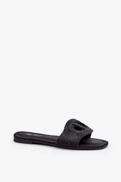 Evento Klapki Damskie Klasyczne*Klapki Damskie Na Płaskim Obcasie Czarne Dimrose