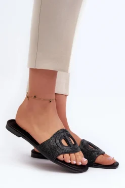 Evento Klapki Damskie Klasyczne*Klapki Damskie Na Płaskim Obcasie Czarne Dimrose