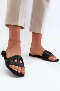 Evento Klapki Damskie Klasyczne*Klapki Damskie Na Płaskim Obcasie Czarne Dimrose