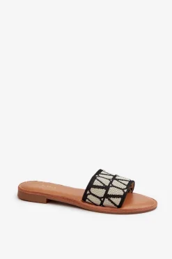 Damskie Boto Klapki Damskie Na Płaskim Obcasie Czarne Traivea