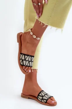 Damskie Boto Klapki Damskie Na Płaskim Obcasie Czarne Traivea