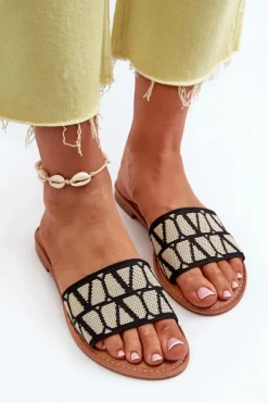 Damskie Boto Klapki Damskie Na Płaskim Obcasie Czarne Traivea