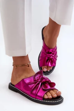 Boto Klapki Damskie Klasyczne*Klapki Damskie Na Płaskim Obcasie Fuksja Nelvira Różowy