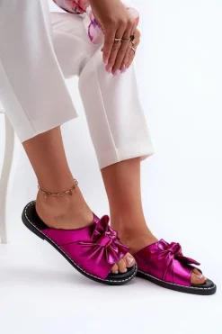 Boto Klapki Damskie Klasyczne*Klapki Damskie Na Płaskim Obcasie Fuksja Nelvira Różowy