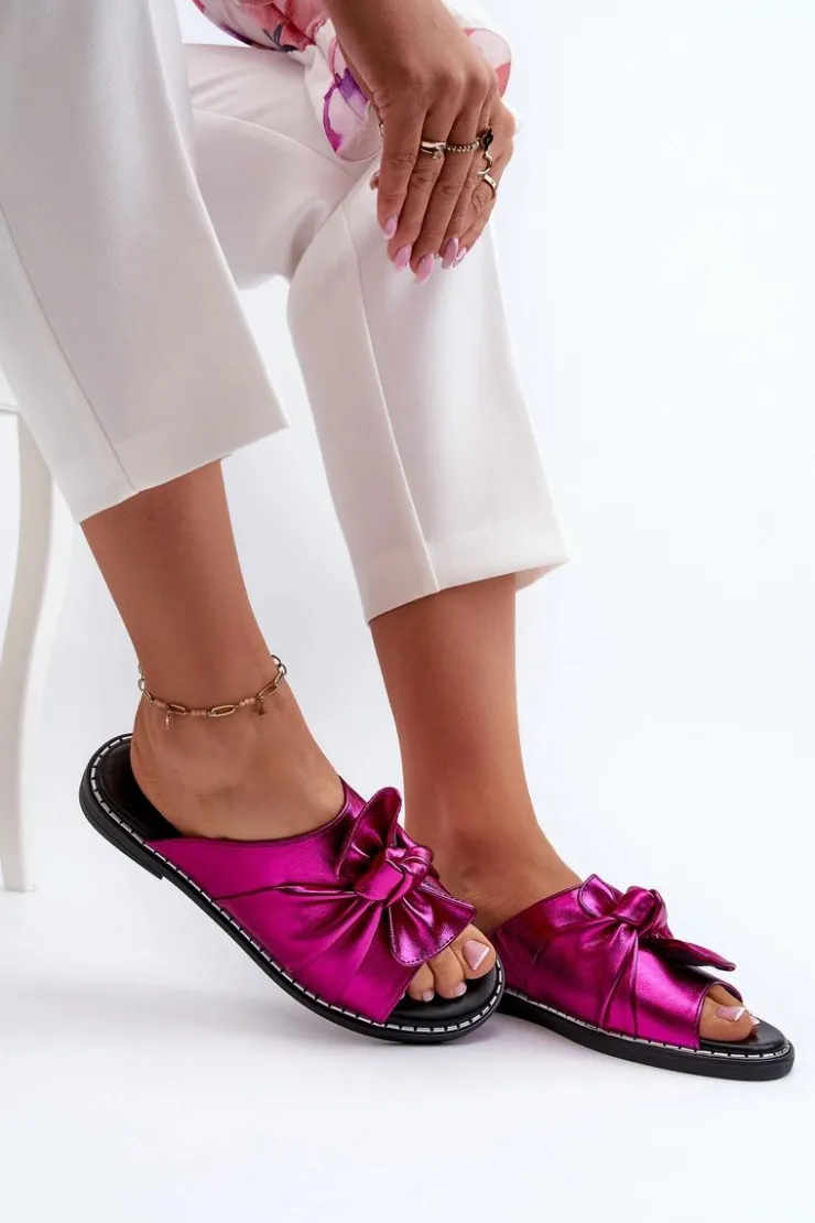 Boto Klapki Damskie Klasyczne*Klapki Damskie Na Płaskim Obcasie Fuksja Nelvira Różowy
