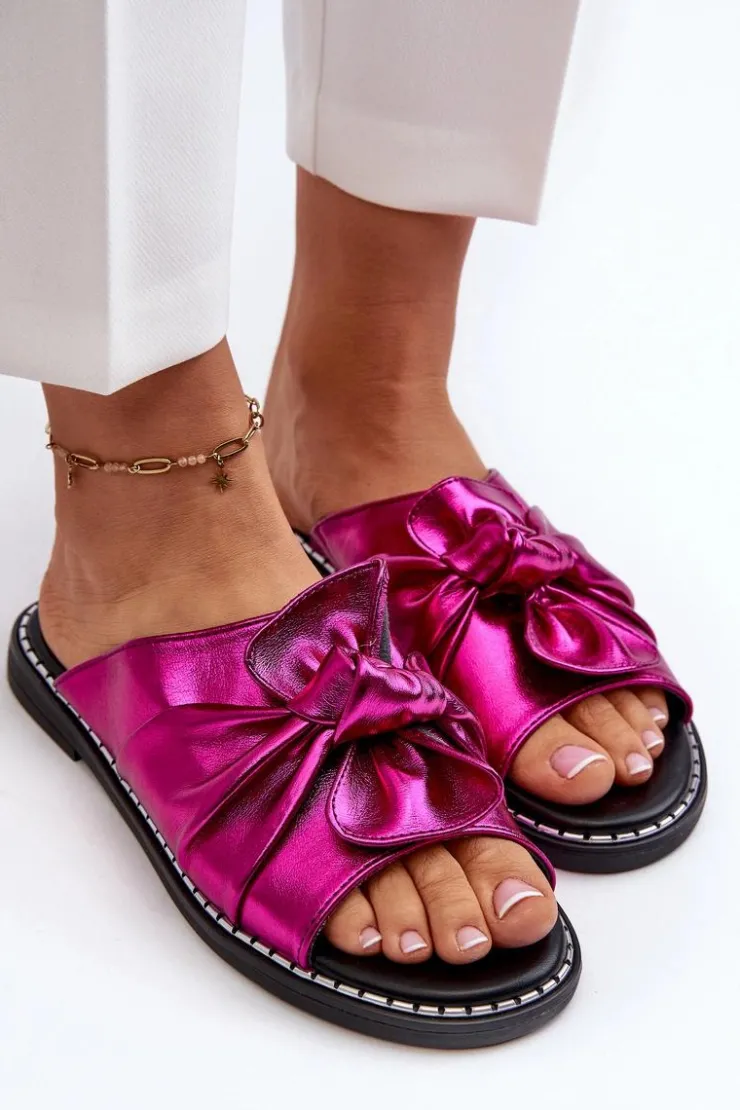 Boto Klapki Damskie Klasyczne*Klapki Damskie Na Płaskim Obcasie Fuksja Nelvira Różowy