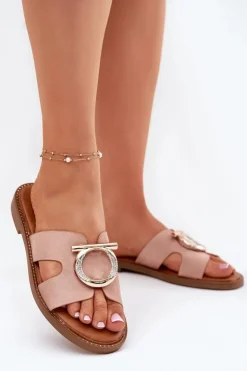 Damskie Buty damskie Vinceza Klapki Damskie Na Płaskim Obcasie Z Ozdobą Vinceza 17381 Beżowe