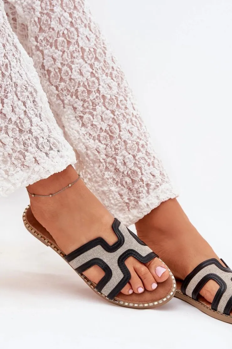 Boto Klapki Damskie Klasyczne*Klapki Damskie Na Płaskim Obcasie Czarne Vereya Czarny