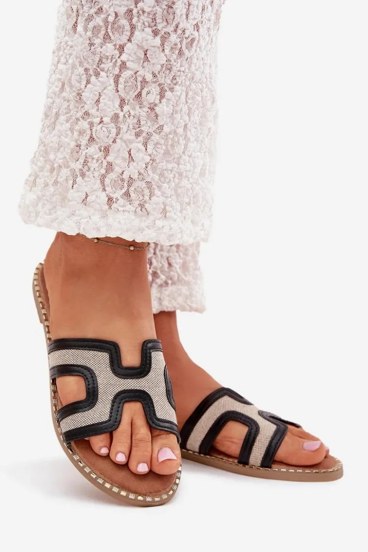 Boto Klapki Damskie Klasyczne*Klapki Damskie Na Płaskim Obcasie Czarne Vereya Czarny