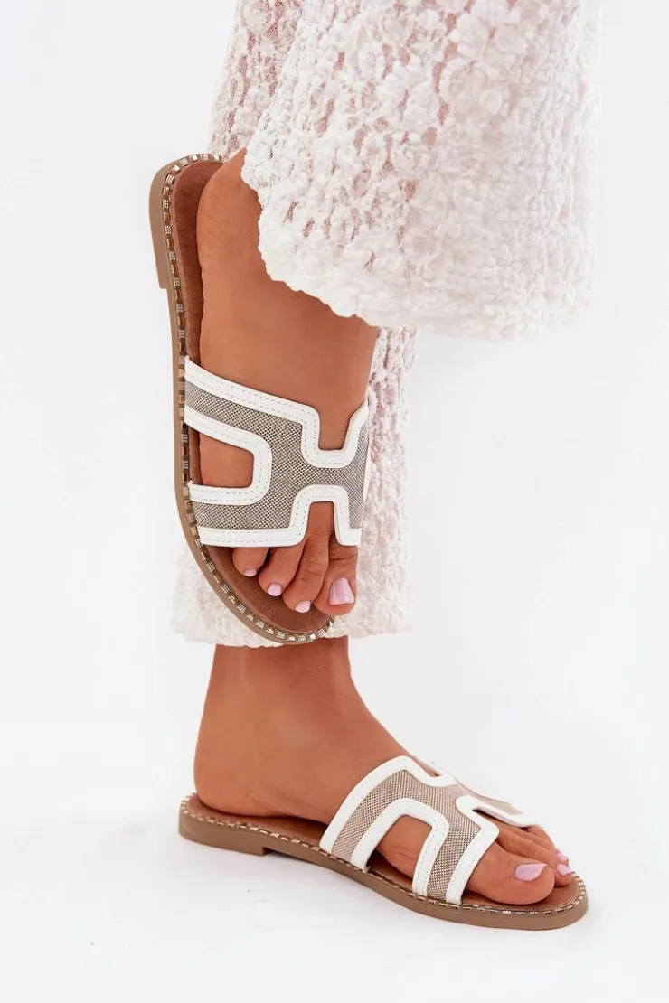 Sale Boto Klapki Damskie Na Płaskim Obcasie Białe Vereya Biały