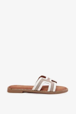 Sale Boto Klapki Damskie Na Płaskim Obcasie Białe Vereya Biały