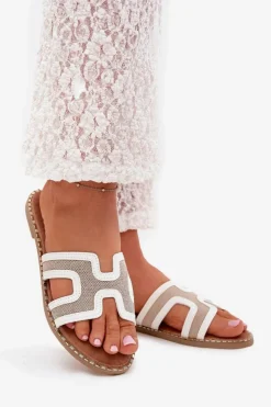 Sale Boto Klapki Damskie Na Płaskim Obcasie Białe Vereya Biały