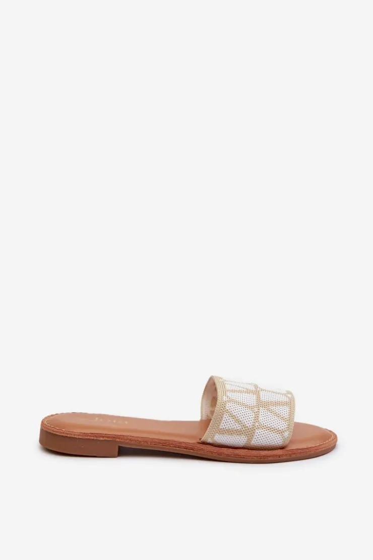 Best Boto Klapki Damskie Na Płaskim Obcasie Beżowe Traivea