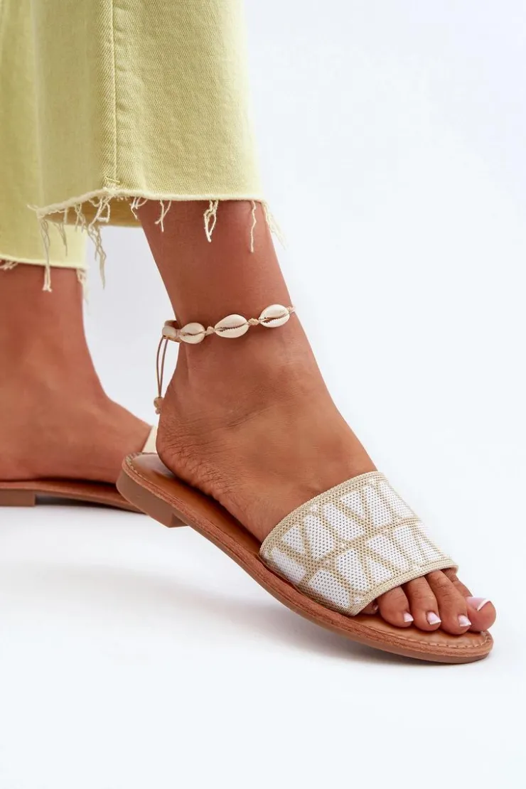 Best Boto Klapki Damskie Na Płaskim Obcasie Beżowe Traivea