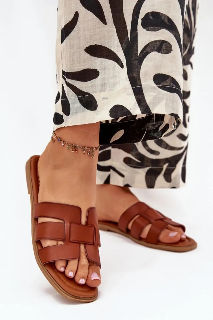 Damskie Boto Klapki Damskie Na Płaskim Obcasie Camel Mirona