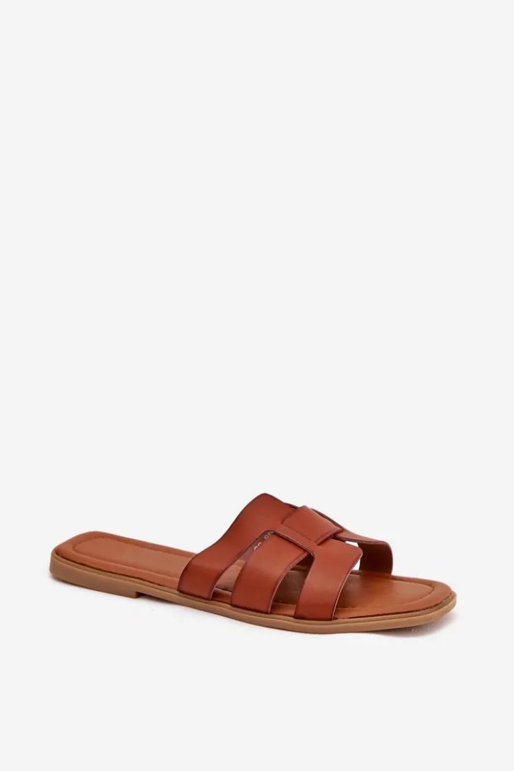 Damskie Boto Klapki Damskie Na Płaskim Obcasie Camel Mirona