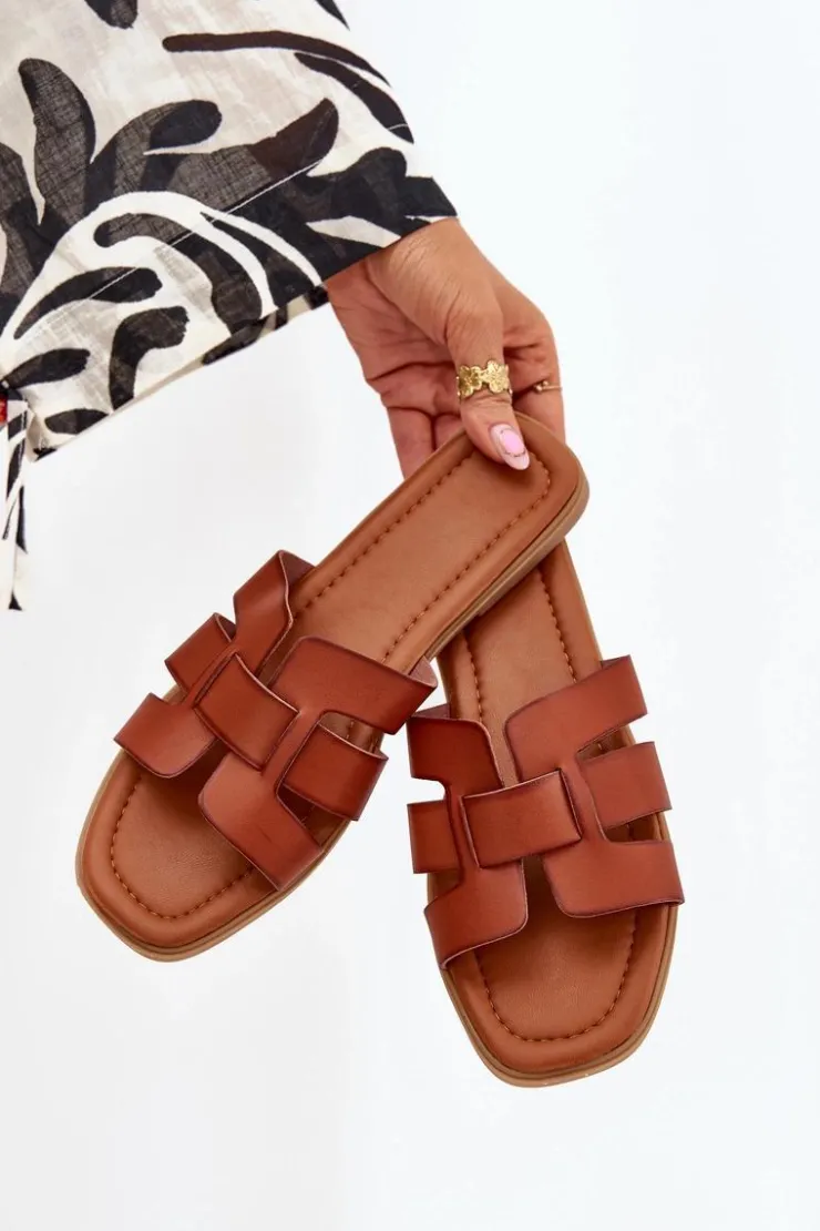 Damskie Boto Klapki Damskie Na Płaskim Obcasie Camel Mirona