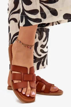 Damskie Boto Klapki Damskie Na Płaskim Obcasie Camel Mirona