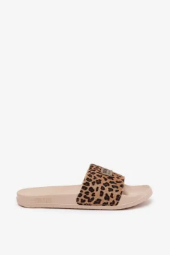 Online Big Star Shoes Klapki Damskie Na Piankowej Podeszwie Z Futerkiem Big Star SS274715 Panterka Beżowe Beżowy