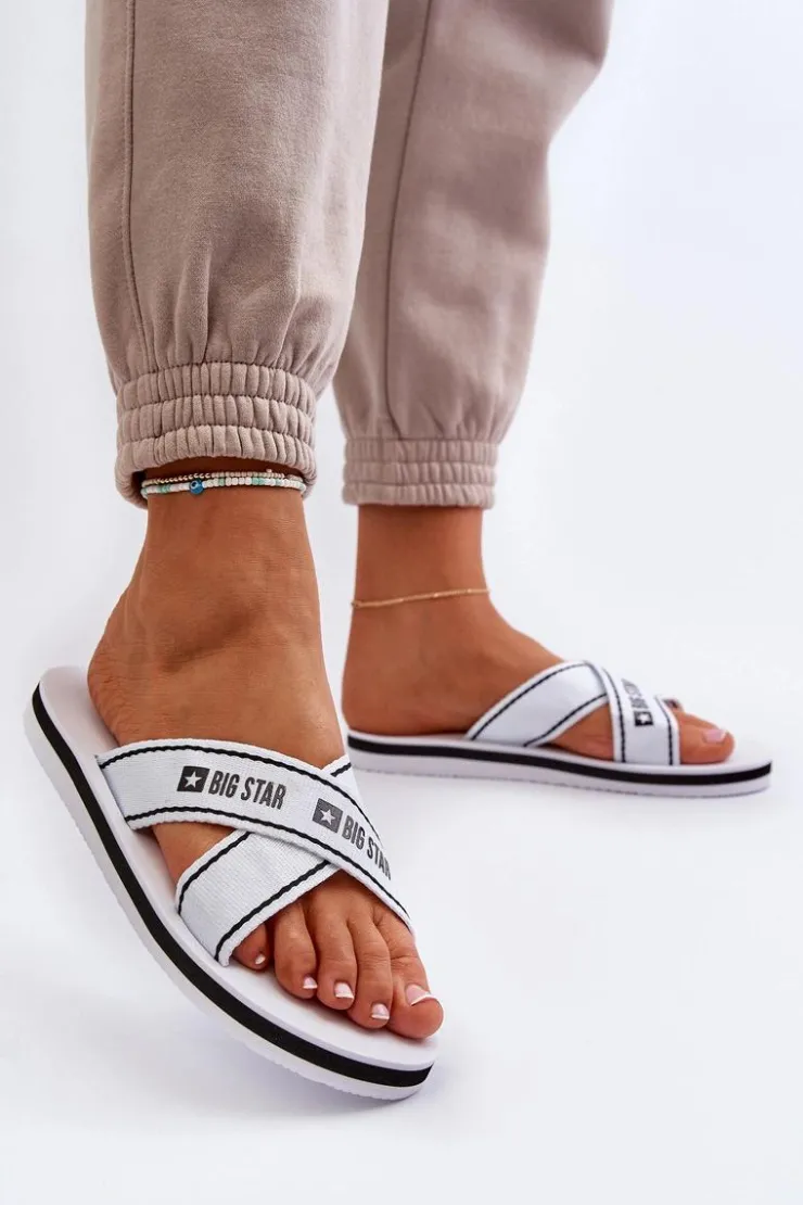 Outlet Big Star Shoes Klapki Damskie Na Piankowej Podeszwie Big Star NN274A509 Białe