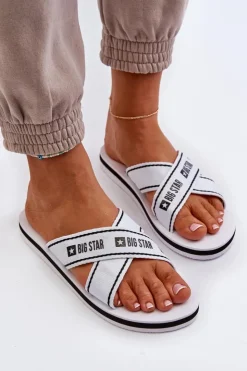 Outlet Big Star Shoes Klapki Damskie Na Piankowej Podeszwie Big Star NN274A509 Białe