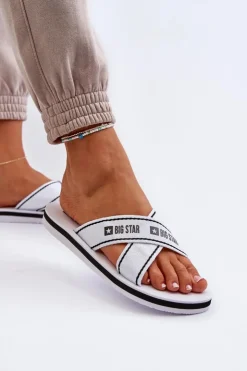 Outlet Big Star Shoes Klapki Damskie Na Piankowej Podeszwie Big Star NN274A509 Białe