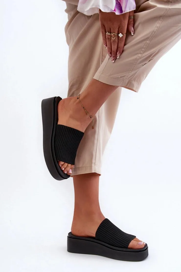 Buty Sergio Leone Klapki Na Platformie|Klapki Damskie Klasyczne*Klapki Damskie Na Platformie Sergio Leone SK083H Czarne