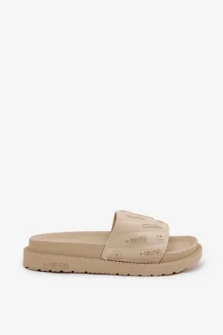 Outlet Big Star Shoes Klapki Damskie Na Platformie Big Star RR274A542 Beżowe Beżowy