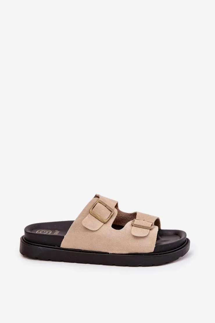 Boto Klapki Na Platformie|Klapki Damskie Klasyczne*Klapki Damskie Na Platformie Z Klamrami Beżowe Simbes Beżowy