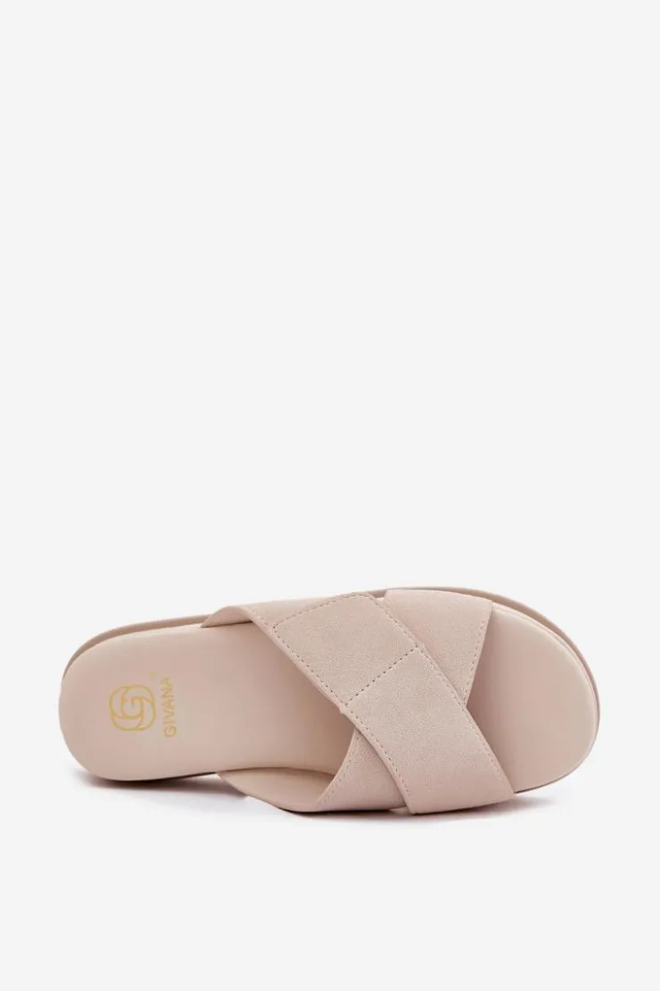 Damskie Boto Klapki Damskie Na Platformie Z Przeplatającymi Się Paskami Beżowe Rinasara