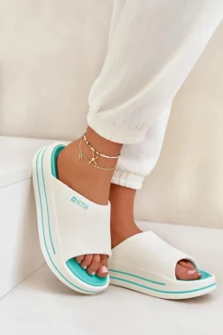 Damskie Big Star Shoes Klapki Damskie Na Platformie Big Star NN274A038 Biało-Miętowe