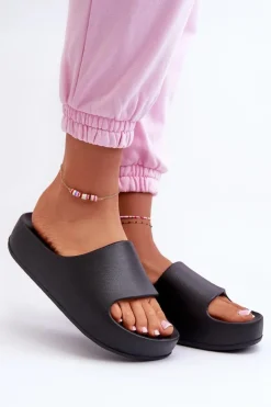 Best Boto Klapki Damskie Na Platformie Piankowe Czarne Airaplea