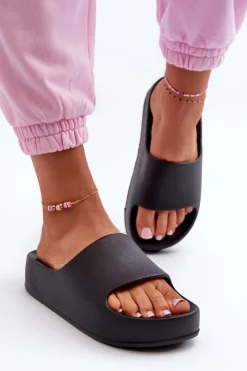 Best Boto Klapki Damskie Na Platformie Piankowe Czarne Airaplea