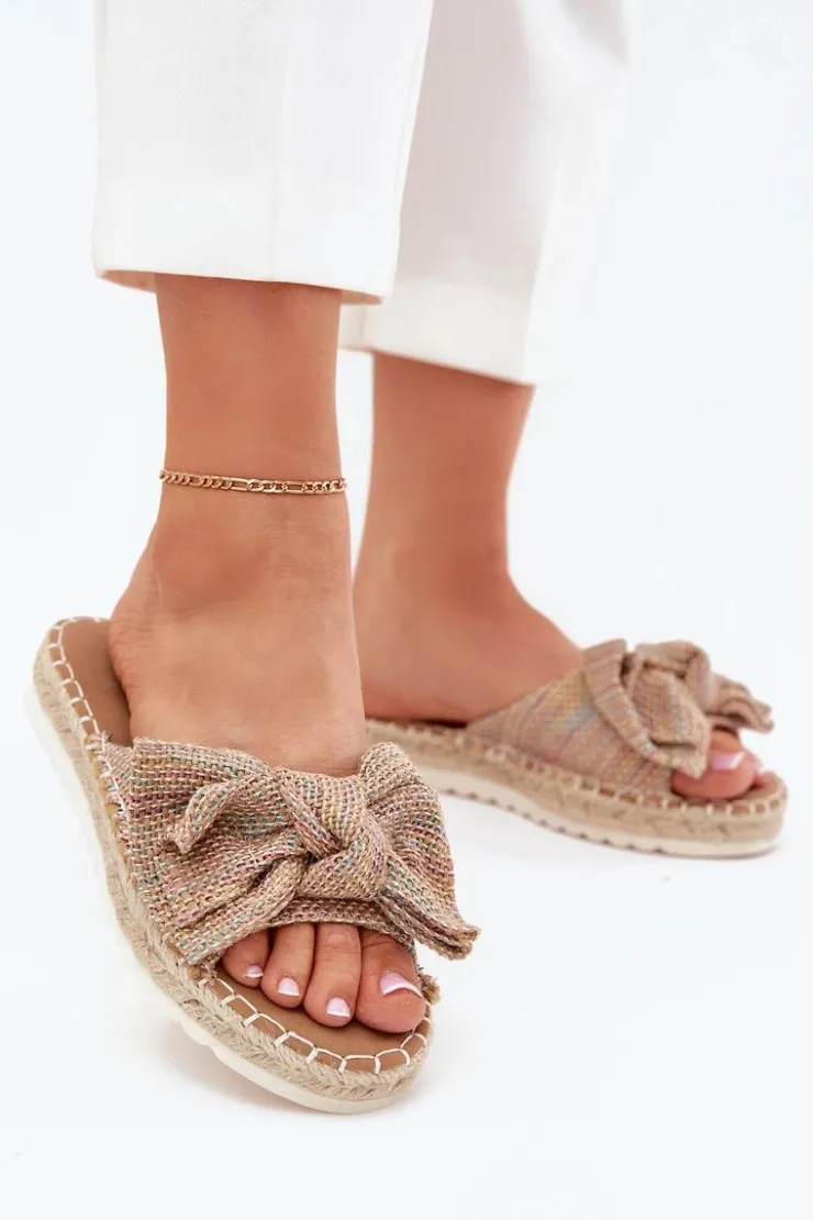 Damskie Boto Klapki Damskie Na Platformie Z Plecionką I Kokardką Multikolor Alpireda