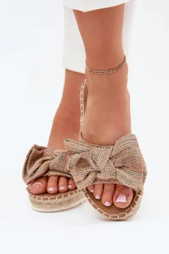 Damskie Boto Klapki Damskie Na Platformie Z Plecionką I Kokardką Multikolor Alpireda