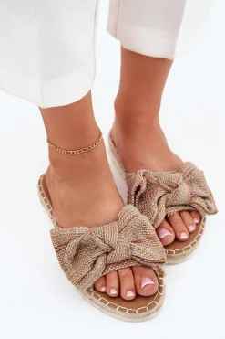 Damskie Boto Klapki Damskie Na Platformie Z Plecionką I Kokardką Multikolor Alpireda