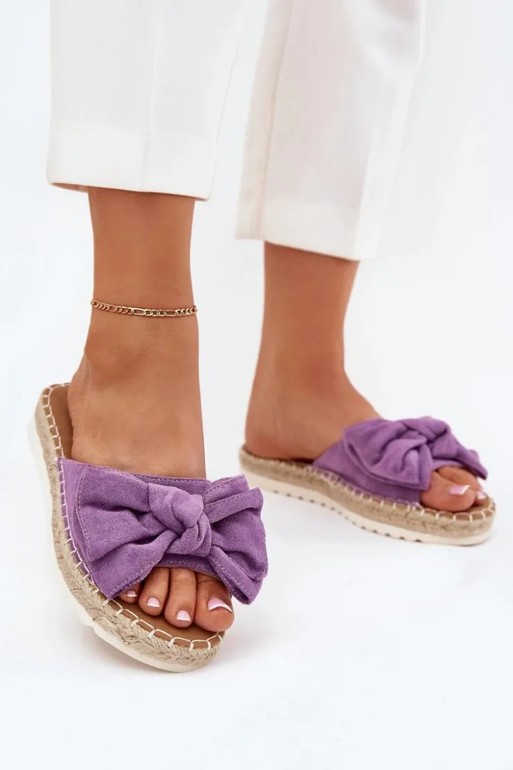 Boto Klapki Na Platformie|Klapki Damskie Klasyczne*Klapki Damskie Na Platformie Z Plecionką I Kokardką Fioletowe Alpireda Fioletowy
