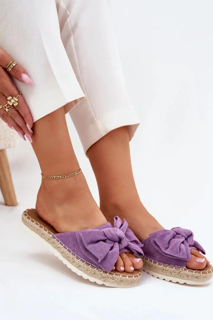 Boto Klapki Na Platformie|Klapki Damskie Klasyczne*Klapki Damskie Na Platformie Z Plecionką I Kokardką Fioletowe Alpireda Fioletowy