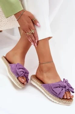 Boto Klapki Na Platformie|Klapki Damskie Klasyczne*Klapki Damskie Na Platformie Z Plecionką I Kokardką Fioletowe Alpireda Fioletowy