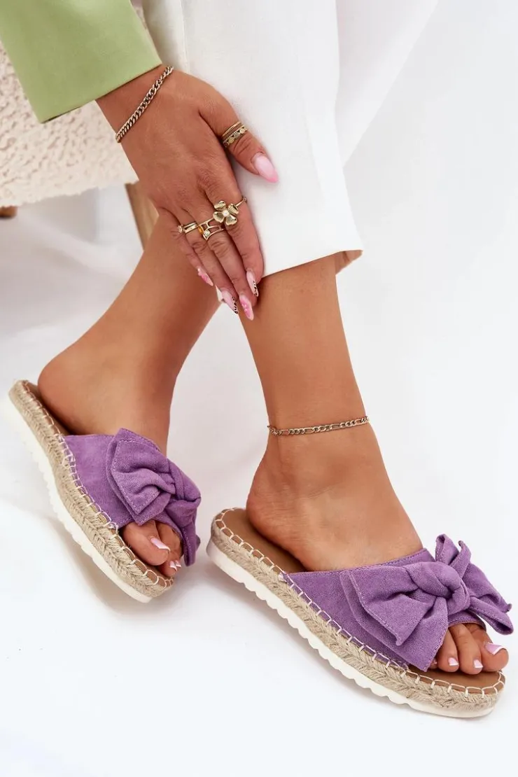 Boto Klapki Na Platformie|Klapki Damskie Klasyczne*Klapki Damskie Na Platformie Z Plecionką I Kokardką Fioletowe Alpireda Fioletowy
