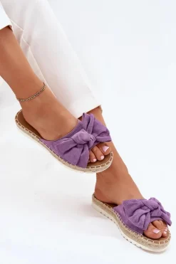 Boto Klapki Na Platformie|Klapki Damskie Klasyczne*Klapki Damskie Na Platformie Z Plecionką I Kokardką Fioletowe Alpireda Fioletowy